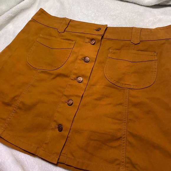 Madewell Camel Colored Soft Denim Jean Button Up Skirt Womens Size 14 - Picture 3 of 11